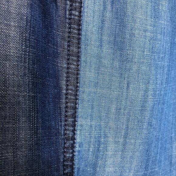 Foxcroft Women's Button-up Shirt Tencel Long Sleeve Shirt Color Block Retro - Picture 7 of 13